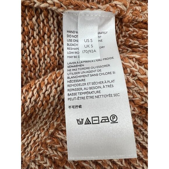 Anthropologie Carlotta Knit Pullover Sweater S Marled Brown Tie-Neck Polo Collar - Picture 3 of 11